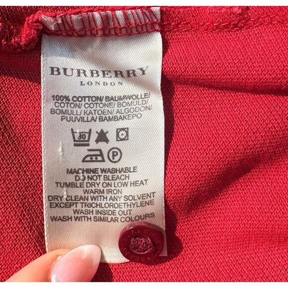 BURBERRY London Polo Golf Shirt in Red - Men's Size Large - Picture 4 of 11